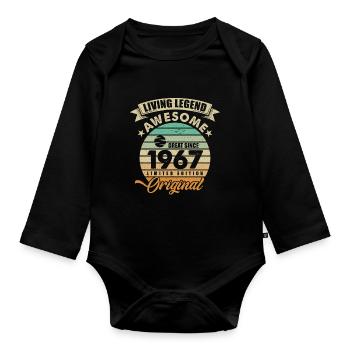 1967 Geburtstag Retro Orginal - Baby Bio-Langarm-Body - Schwarz - Vorne