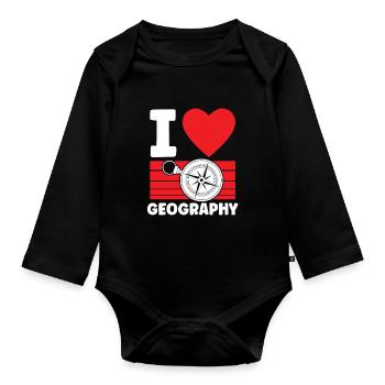 I love Geography Geography Profession Geography - Organic Longsleeve Baby Bodysuit - black - Front