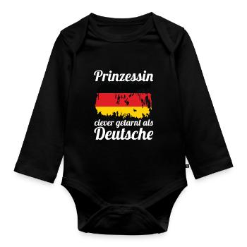 Prinzessin Deutscher Deutsches Deutschland - Baby Bio-Langarm-Body - Schwarz - Vorne