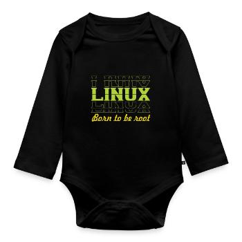 Linux Retro Vintage né pour être root pour les nerds - Body Bébé bio manches longues - noir - Devant