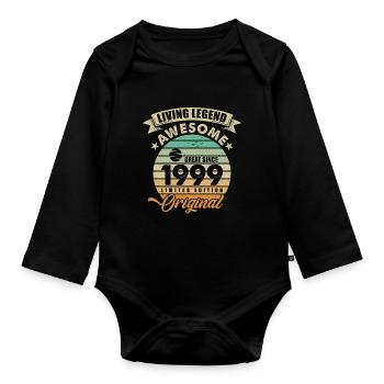 1999 Geburtstag Retro Orginal - Baby Bio-Langarm-Body - Schwarz - Vorne