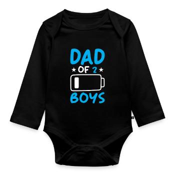 Papa de 2 garçons - Body Bébé bio manches longues - noir - Devant