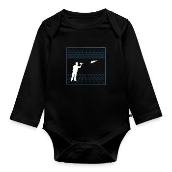 Papier-Flugzeug Piloten Mathe-Lehrer Ingenieur - Baby Bio-Langarm-Body - Schwarz - Vorne