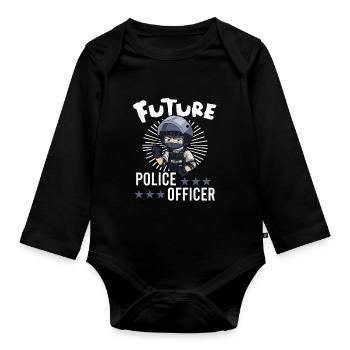 Police Cop Officer Police Office - Baby Bio-Langarm-Body - Schwarz - Vorne