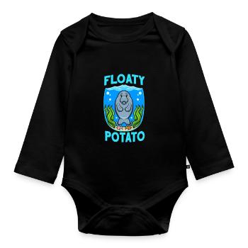 Lamantins Vache de mer Floaty Potato Lamantin - Body Bébé bio manches longues - noir - Devant