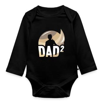 Vater Von Zwei Kindern Papi Vater Tag Papa - Baby Bio-Langarm-Body - Schwarz - Vorne