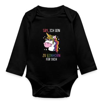 Einhorn Sprüche Einhorn Damen - Baby Bio-Langarm-Body - Schwarz - Vorne