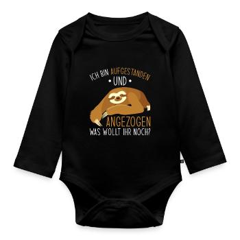 Faultier Geschenk Faultier Sprüche - Baby Bio-Langarm-Body - Schwarz - Vorne