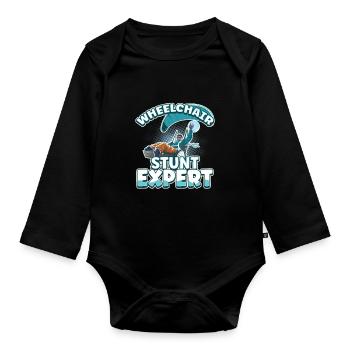 Handicap Wheelchair Design for an Amputation - Organic Longsleeve Baby Bodysuit - black - Front