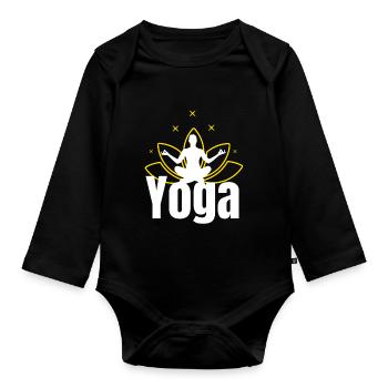 Yoga méditer - Body Bébé bio manches longues - noir - Devant