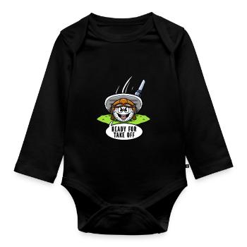 Golf Player Golf With Aviator Cap Golf Court - Organic Longsleeve Baby Bodysuit - black - Front