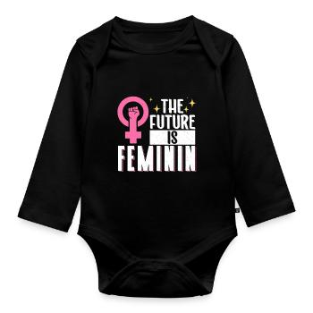 Feminist Womens Rights Female - Baby Bio-Langarm-Body - Schwarz - Vorne