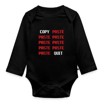 COPY PASTE QUIT THE JOB informatique informaticien - Body Bébé bio manches longues - noir - Devant