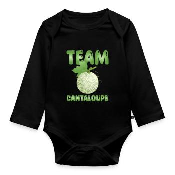 Team Cantaloupe-Melone - Baby Bio-Langarm-Body - Schwarz - Vorne