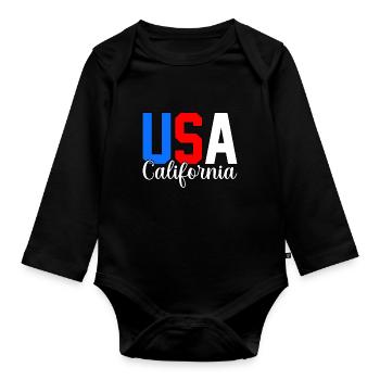 Usa California Gift - Organic Longsleeve Baby Bodysuit - black - Front