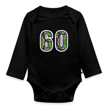 60 Zahl Grün - Baby Bio-Langarm-Body - Schwarz - Vorne