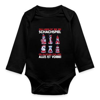 Leben Schachspiel Falscher Zug Vorbei Denksport - Baby Bio-Langarm-Body - Schwarz - Vorne