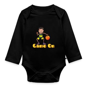Game on -basketball fan gift - Organic Longsleeve Baby Bodysuit - black - Front