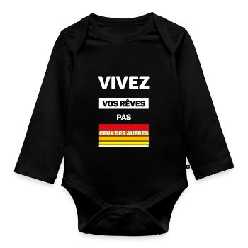Vivres ses rêves - Body Bébé bio manches longues - noir - Devant