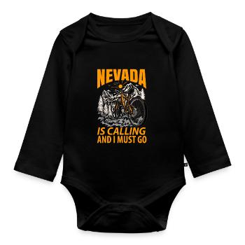 Nevada root gift - Organic Longsleeve Baby Bodysuit - black - Front