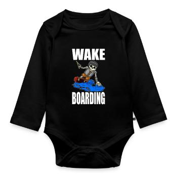 Wakeboarder Skeleton sur le wakeboard - Body Bébé bio manches longues - noir - Devant