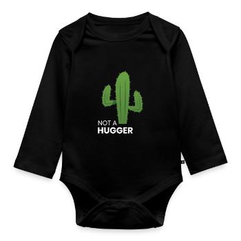 I'm Not A Hugger Cactus - Baby Bio-Langarm-Body - Schwarz - Vorne