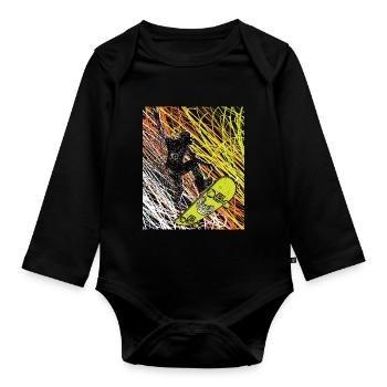 Skateboard - Organic Longsleeve Baby Bodysuit - black - Front