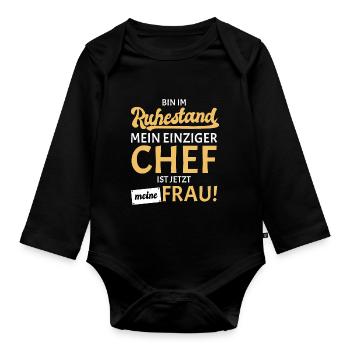 Frau Chef Rentner 2022 2023 - Baby Bio-Langarm-Body - Schwarz - Vorne