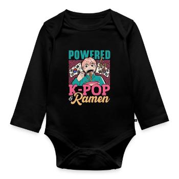 KPop Fashion Design pour un fan de bol de nouilles Ramen - Body Bébé bio manches longues - noir - Devant