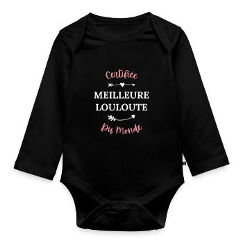 Certifiée meilleure louloute du monde - Body Bébé bio manches longues - noir - Devant