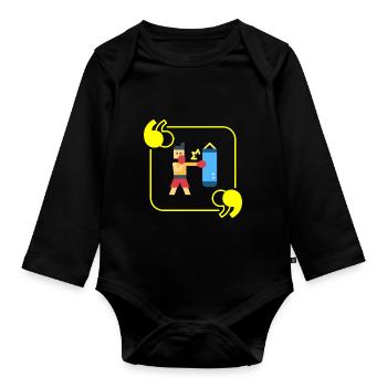 Boxing Pixel - Boxer Geschenkidee - Baby Bio-Langarm-Body - Schwarz - Vorne
