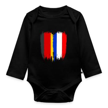 Germany Flag Netherlands - Organic Longsleeve Baby Bodysuit - black - Front