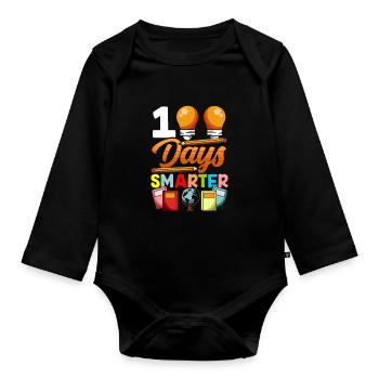 100 Days Smart Funny Sayings Team Sweet - Organic Longsleeve Baby Bodysuit - black - Front