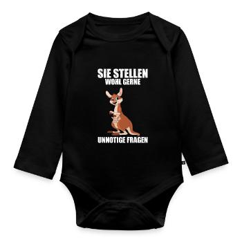 Känguru Beutel Australien - Baby Bio-Langarm-Body - Schwarz - Vorne