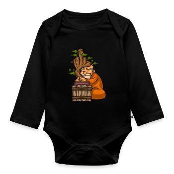 Miniature Trees Bonsai Middle Finger - Organic Longsleeve Baby Bodysuit - black - Front