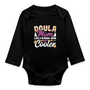 Geburtsthelfer Hebamme Doula Mutter Baby Job Krank - Baby Bio-Langarm-Body - Schwarz - Vorne