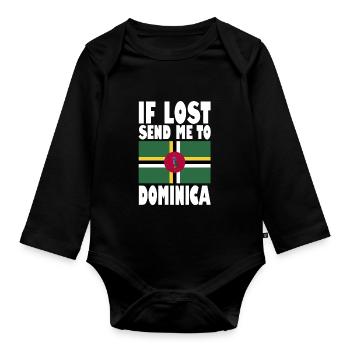 Dominica Flag Saying - Organic Longsleeve Baby Bodysuit - black - Front