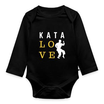 Kata love - idee cadeau karate - Body Bébé bio manches longues - noir - Devant