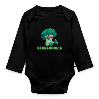Broccoholic Végétalien Végétarien et Végétarien - Body Bébé bio manches longues - noir - Devant