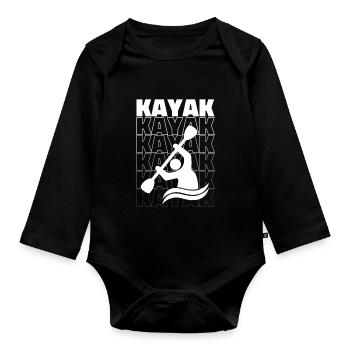 Kajak Liebe Kanu Retro - Baby Bio-Langarm-Body - Schwarz - Vorne