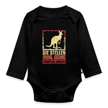 Sie Stellen Wohl Gerne Unnötige Fragen Känguru - Baby Bio-Langarm-Body - Schwarz - Vorne