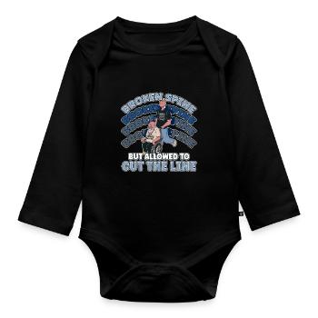 Handicap Wheelchair Design for an Amputation - Organic Longsleeve Baby Bodysuit - black - Front