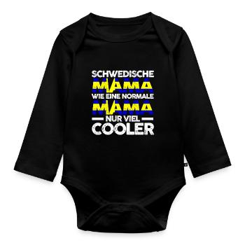 Schweden Schwedenische Mama Schweden Mutter Skandi - Baby Bio-Langarm-Body - Schwarz - Vorne