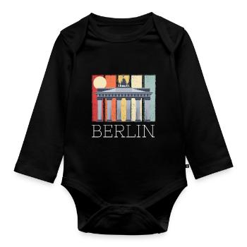 Porte de Brandebourg Berlin Lune Allemagne - Body Bébé bio manches longues - noir - Devant