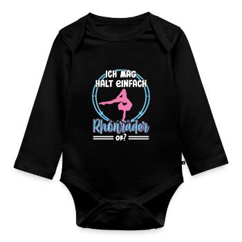 Ich mag halt einfach Rhönräder ok Turnen Rhönrad - Baby Bio-Langarm-Body - Schwarz - Vorne