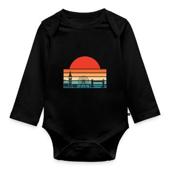 London Sunrise Big Ben Tower Bridge London Eye - Organic Longsleeve Baby Bodysuit - black - Front
