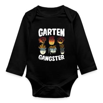 Garten Gangster Gärtnern Gartenarbeit Geschenk - Baby Bio-Langarm-Body - Schwarz - Vorne