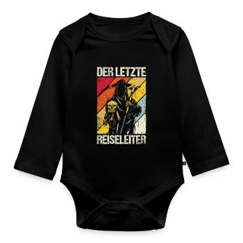 Sensenmann Reiseleiter Der Tod Skelett Fun Spruch - Baby Bio-Langarm-Body - Schwarz - Vorne