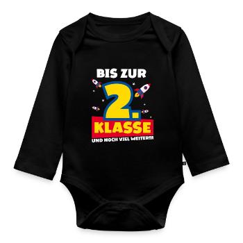 Bis Zur 2. Klasse und noch viel weiter Rakete - Baby Bio-Langarm-Body - Schwarz - Vorne