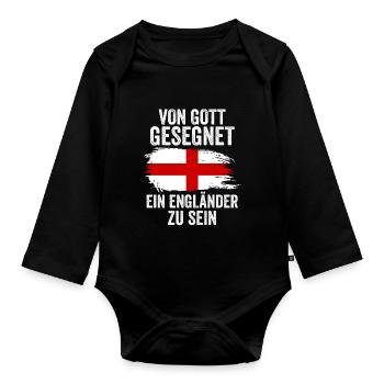 England Engländer Englisches - Baby Bio-Langarm-Body - Schwarz - Vorne